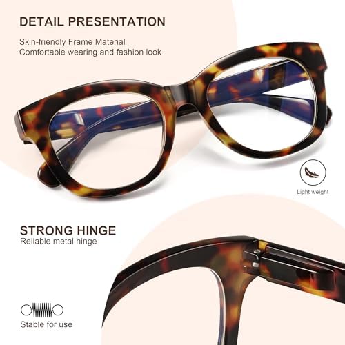 Reading Glasses for Women - Oprah Blue Light Reading Glasses with Spring Hinge, Anti-Glare/Eyestrain Computer Readers