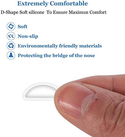 Mr.ZzjOOj Eyeglass Nose Pads, Soft Silicone Adhesive Air Chamber Glasses Nose Pads, 3.5mm Heighten Nose Pads for Plastic Frames, 12 Pairs (Clear)