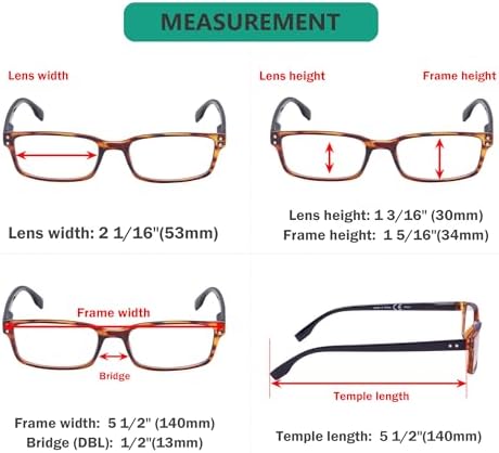 Eyekepper 4 Pack Reading Glasses for Women and Men - Classic Readers Amber Frame-Black Arm +3.50