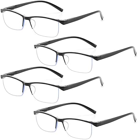 Outray 4 Pack Blue Light Blocking Reading Glasses for Men And Women Computer Readers with Spring Hinges Anti Glare/Eye Strain
