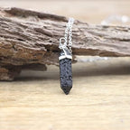 Natural Stone Pendants Necklaces Crystal Quartz Fluorite Pendulum,Black Lava Stone