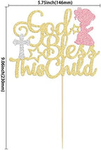 Gyufise 1 Pack God Bless This Child Cake Topper Glitter Baptism God Bless Girl Cake Pick Decorations for Baptism Baby Shower Birthday Christmas Party Decorations Supplies