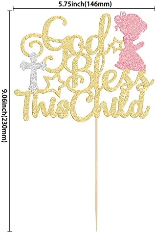 Gyufise 1 Pack God Bless This Child Cake Topper Glitter Baptism God Bless Girl Cake Pick Decorations for Baptism Baby Shower Birthday Christmas Party Decorations Supplies