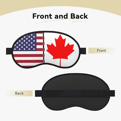 American Flag and Canadian Flag Portable Printed Travel Sleep Eye Mask Blackout Meditation Eye Shade