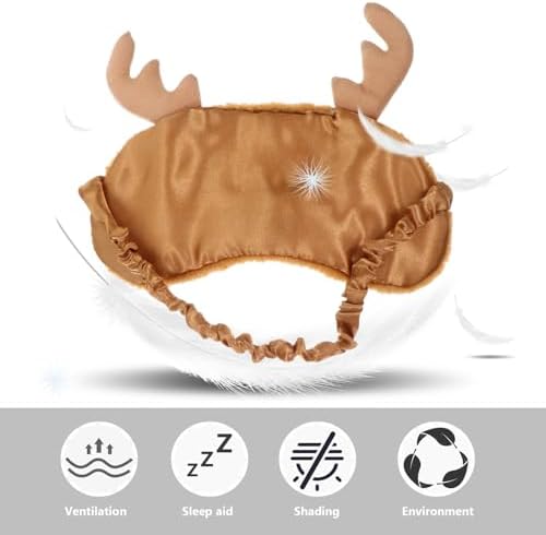 Christmas Elk Plush Sleep Mask, Cute Cartoon Plush Blindfold with 3D Nose for Sleeping, Soft Eye Shade for Travel and Overnight Use