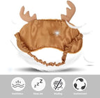 Christmas Elk Plush Sleep Mask, Cute Cartoon Plush Blindfold with 3D Nose for Sleeping, Soft Eye Shade for Travel and Overnight Use