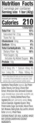 Nature Valley Creamy Protein Bars, Peanut Butter Chocolate, 10g Protein Snacks, 5 Bars, 7.45 oz