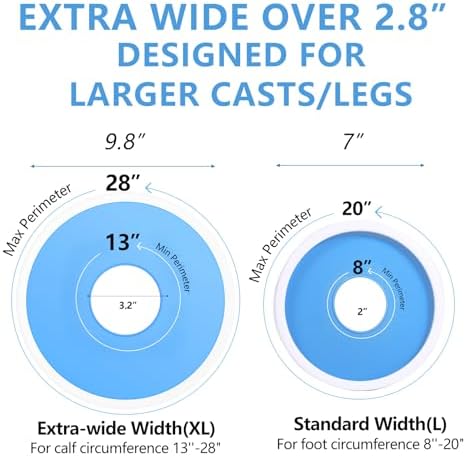 YUNCHI Waterproof Extra Wide Leg Cast Cover for Shower Adult After Surgery with Non-Slip Bottom, Extra Large Watertight Foot Cast Protector for Plus Size Adults Large Casts Surgery Shower Boots