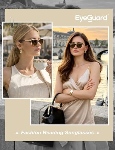EYEGUARD Bifocal Reading Sunglasses for Women, Stylish Sun Readers Glasses UV400 Protection Outdoor Reading Glasses