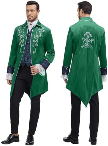 Men Medieval Steampunk Tailcoat Jacket Gothic Victorian Frock Coat Uniform Halloween Party Cosplay Gentleman Costumes