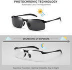 Jowxsx White-black Polarized Photochromic Sunglasses UV400 Sports Sunglasses Day and Night Driving Glasses Ultra-Light Sun Glasses Eyewear Cycling Glasses and Goggles
