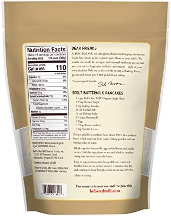 Bob's Red Mill Organic Spelt Flour, 20oz (Pack of 1) - Non GMO, Whole Grain, Vegan, Kosher