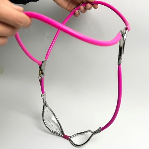 Female Chastity Belt Stainless Steel Transparent Visual Invisible Underwear Belt Lockable Pants with Defecation Hole BDSM (Pink 60-90cm)