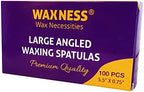 Waxness Wooden Waxing Spatulas 100 Pcs – Angled Applicator Sticks for Body & Precision Waxing, Disposable Birchwood – Professional Use