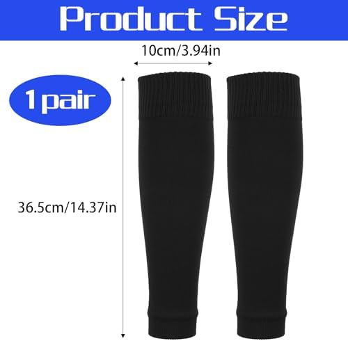 Black Pre Cut Socks, Cut Socks Soccer Leg Sleeves for Men, Elastic Soccer Shin Guard Sleeves for Sports, Shin Sleeve for Football, Basketball, Baseball