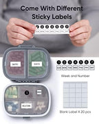 Holii Travel Pill Organizer, 8 Compartments Portable Pill Case, Daily Pill Box to Hold Vitamins, Small Pill Container for Pocket Purse Medicine Organizer（Gray）