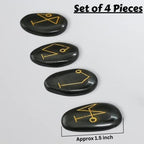 Amazing Gemstone Archangel Stones Set of 4 - Michael, Gabriel, Raphael, Uriel Signature Symbol for Talisman Protection - Black Agate Healing Crystals and Healing Stones