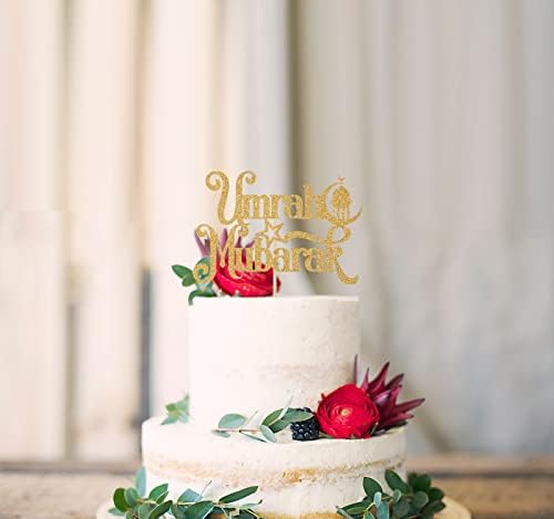 Gold Glitter Umrah Mubarak Cake Topper, Eid Ramadan Mubarak Cake Decorations, Muslim Islam Eid al-Fitr Party Decorations