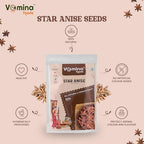 VEMINA Star Anise Seeds 500g, Premium Whole Chakri Phool, Strong Aroma & Natural Flavor, Spice for Cooking, Baking, Tea & Ayurveda