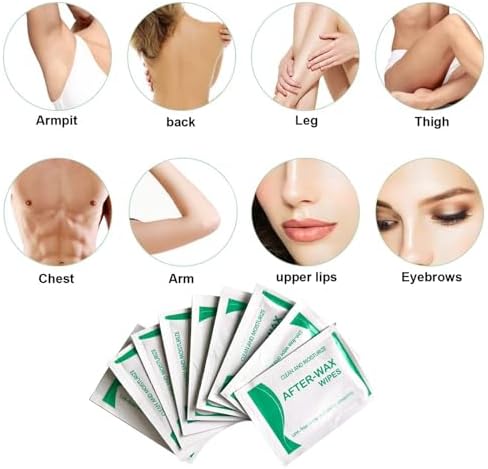 After Wax Wipes 30pcs - Post Hair Removal Oil Wipes for Effortless Residue Removal & Skin Calming with Aloe & Prunus Oil - Refill Pack for Face and Body Treatment