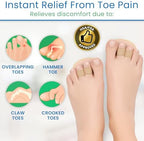 VIVEsole Budin Splint Toe Straightener (Pair) - Hammer Toe Corrector for Women, Men - Crooked Toe, Joint Realign Cushion Brace for Claw, Curled Toes - Metatarsal Support Loop Guard Alignment Wrap