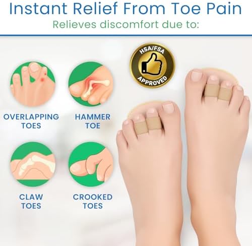 VIVEsole Budin Splint Toe Straightener (Pair) - Hammer Toe Corrector for Women, Men - Crooked Toe, Joint Realign Cushion Brace for Claw, Curled Toes - Metatarsal Support Loop Guard Alignment Wrap