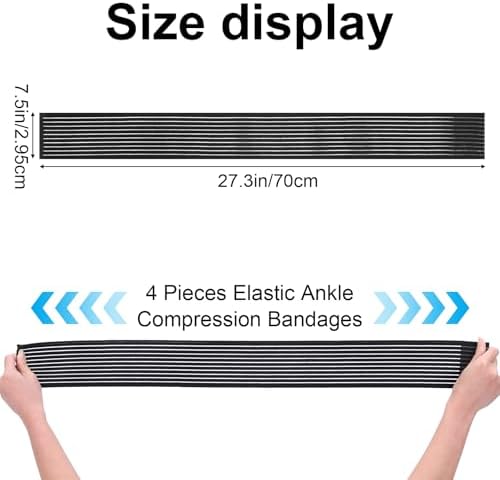 Sibba Ankle Braces Black Elastic Ankle Compression Bandage 4PCS Ankles Compression Sleeve Adjustable Ankles Strap Heel Brace Wraps Breathable Arch Support Wraps for Stabilising Ligament Sport