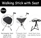 Cane with Seat - Portable Alloy Folding Stick Chair, Height Adjustable Cane with Seat for Seniors, Walking Stick with Seat for Balance and Support, Providing 220 Lbs Capacity for Adults