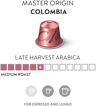 Nespresso Capsules Original Line, Colombia Master Origin, Medium Roast Coffee, 50 Count Coffee Pods