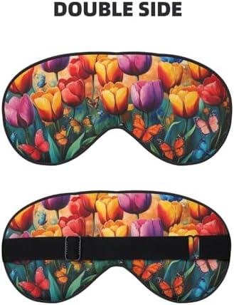 Generic Butterfly Flower Print Sleep Mask Soft Comfort Elastic Blackout Eye Mask for Full Night's Sleep Travel and Nap