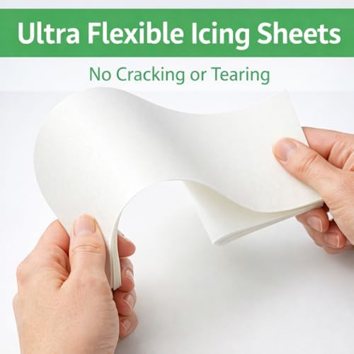 Oasis Supply Ultra Flexible Edible Icing Sheets – 12 Premium Frosting Sheets 8.5 x 11 Printable Edible Paper for Edible Ink Printers, Cake Toppers, Edible Images & Photo Cakes – Bright White Print Surface – Made in USA