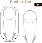 2 PCS Dental Bib Clips Adjustable Bib Holder Reusable Napkin Clips for Running, Dining, Hair Salons, Silver