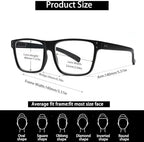 Kerecsen 5 Pack Oversized Reading Glasses Blue Light Blocking Square Large Frame Readers for Men and Women