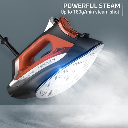 Rowenta Access Steam Iron, Clothes Iron with Steamer, Vertical Steaming, Maximum Steam Distribution, Anti-Drip Protection, Red