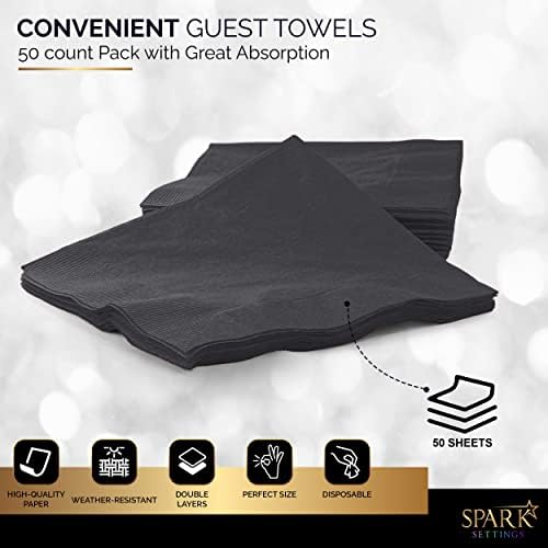 Amcrate Big Party Pack 40 Count Black Dinner Napkins Tableware- Ideal for Wedding, Party, Birthday, Dinner, Lunch, Cocktails. (7” x 7”)