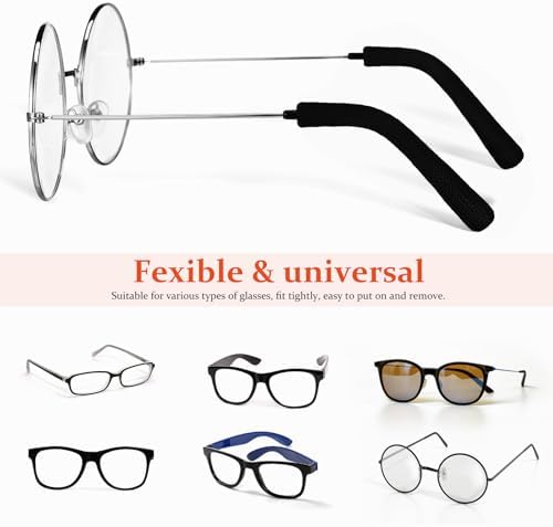OSALADI Knitted Eyeglass Ear Cushions Non-slip Glasses Ear Grips Temple Tips for Eyeglasses 4 Pairs Black and Gray