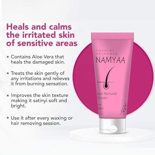 N.a.m.y.a.a. Hair Removal Cream for Intimate Skin with Free Vitamin C Serum, 60 gram, Pack of 3