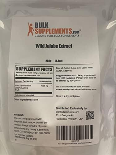 BulkSupplements.com Wild Jujube Extract Powder - Sourced from Jujube Fruit, Herbal Supplement - Gluten Free, 1g per Serving, 250g (8.8 oz) (Pack of 1)