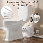Macerating Toilet System, 800PRO HIGH POWER Macerator Pump with 4 Inlets & 2 Outlets for Kitchen Sink, Bathroom, Laundry, Easy Install Two Piece Upflush Toilet for Basement, Nano-glazed