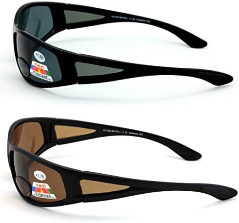 V.W.E. 2 Pairs Men Polarized fly fishing sunglasses with magnification bifocal lens readers outdoor reading