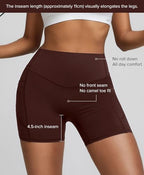 BRXL Biker Shorts Women with Pockets 4.5" Tummy Control High Waisted Workout Yoga Gym Running Spandex Shorts