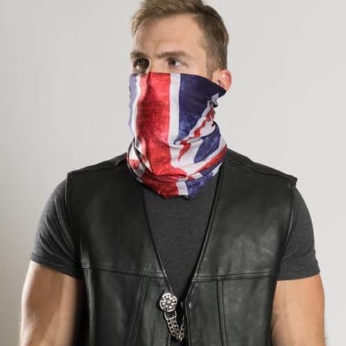 British Flag Lightweight EZ Tube - UV Protection Face Coverings, Breathable Scarf, and Wind Resistant Headwear for Men