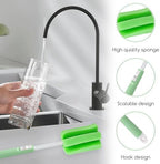 3PCS Dishwashing Foam Sponge Brush with Adjustable Long Handle Bottle Scrubber Cleaning Sponges Brushes Cleaner Soft for Baby Bottle Kitchen Clean Glasses Mugs Cups (Color Random)
