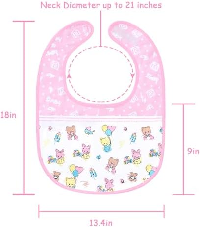 Littleforbig Cotton Waterproof Babydoll Printed Adult Bib with Adjustable Hook-and-Loop Fastener Closure - Baby Cuties Adult Bib