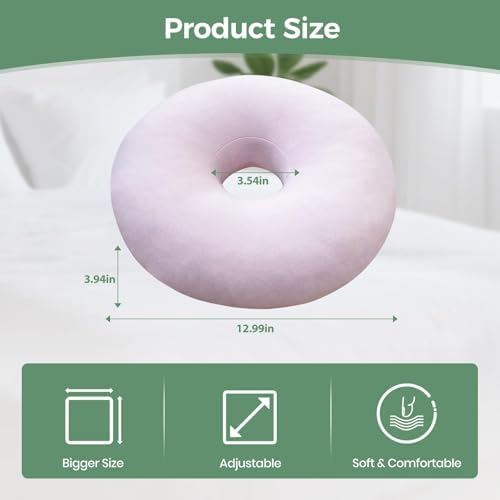 RQUXMT Piercing Pillow for Side Sleepers with Ear Hole, Donut CNH Pillow, Pressure Reduction, Skin-Friendly Washable Adjustable Ear Cushion(Large,Cotton,Light Pink)