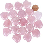 4 Pcs Natural Rose Quartz Love Heart Palm Stone Reiki Balancing Worry Stone(1 Inch)