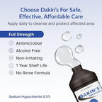 Dakin's Solution Full-Strength 0.5% Sodium Hypochlorite Wound Cleanser for Acute and Chronic Wounds, Non-Cytotoxic Antimicrobial No-Rinse Formula, Gentle on Skin, Safe for Home or Clinical Use, 16 oz