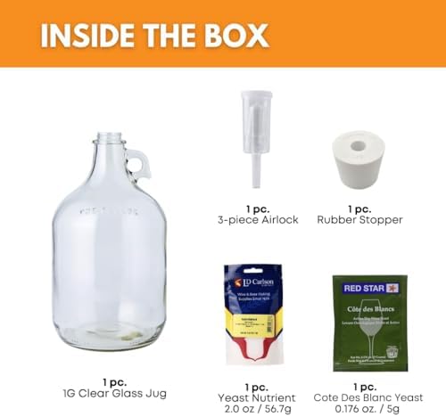 FastRack - Shepherd Made Mead Making Kit - 1 Gallon Jug Fermentation Set with Clear Glass Fermentation Jar, 3pc Airlocks, Rubber Stopper, Yeast Nutrient & Mead Yeast for Home Brewing