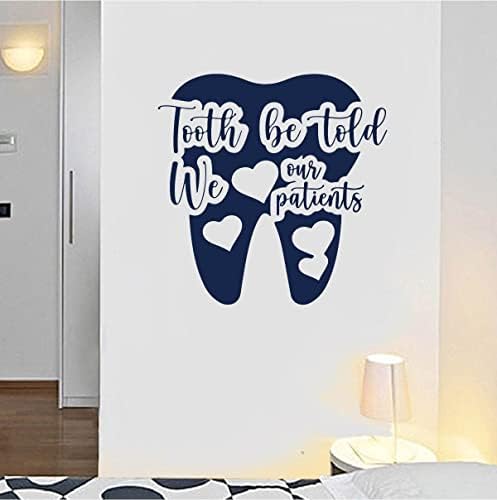 Tooth Be Told We Love Our Patients Quote Decal Dental Office Waiting Room Gift for Dentists Removable Vinyl Wall Sticker BD849 (M 15x15inch, Dark Blue)
