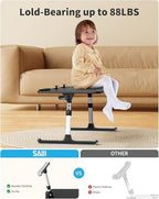 SAIJI Height & Angle Adjustable Laptop Stand for Bed, Lap Desk Bed Tray Table, Light Weight Foldable Portable Laptop Table for Couch Sofa Chair Floor Desk for Adults, Kids (52*30cm Black)